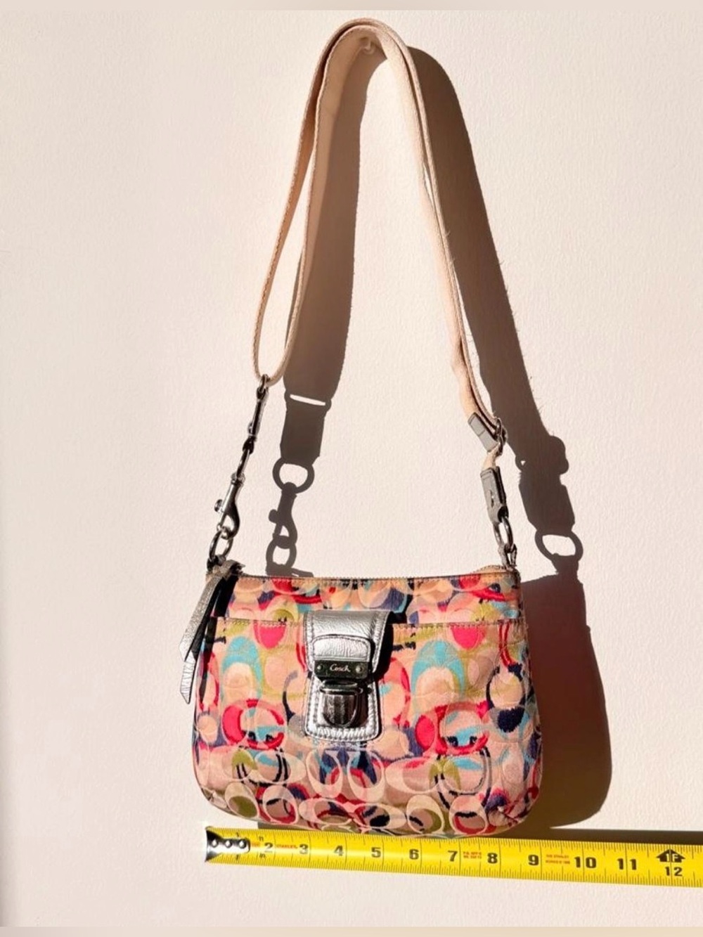 Coach Multicolor Signature Canvas Crossbody with Silver Trim - Picture 5 of 17